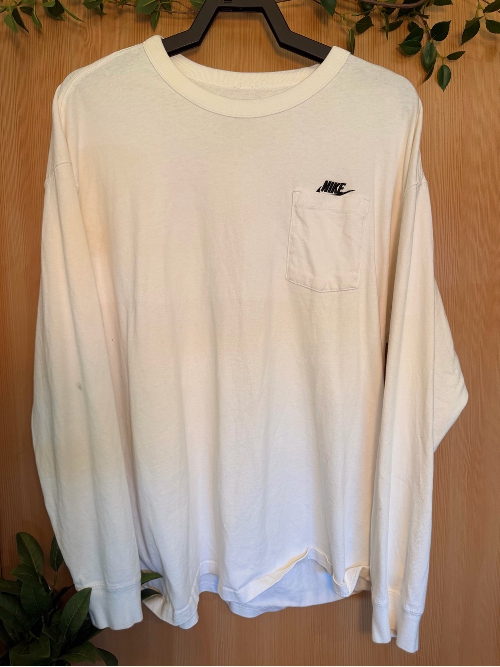 Nike Oversized Fit Long Sleeve Pocket Tee White Size Large